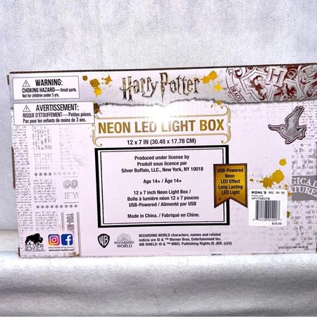 Harry Potter Neon LED Light Box 12x7in USB Powered – New