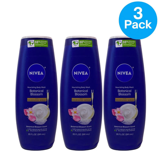 NIVEA Botanical Blossom Nourishing Body Wash 20 fl oz 3 Pack New