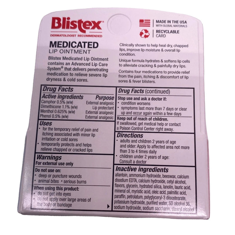 Blistex Medicated Lip Ointment 2 Tube Pack 7 Pack New