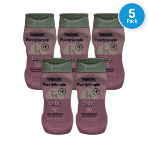 Coppertone Pure Simple Baby Mineral Sunscreen SPF 50 6fl Oz Exp 02/27 Pack of 5 New