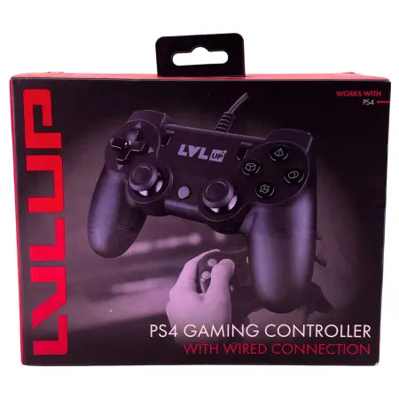 LVL UP Wired Gaming Controller for PS4 PlayStation 4 in Black by Cirka Vivitar