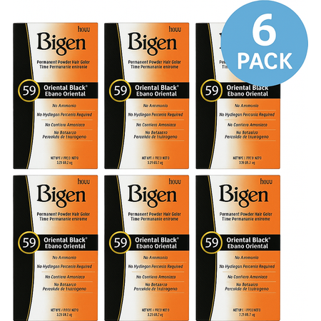 Bigen Oriental Black Powder Hair Color 0.21oz boxes 6 pack display
