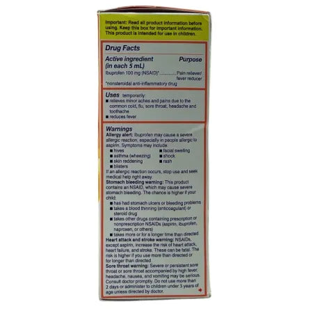 Children's Motrin Dye-Free Ibuprofen Berry Flavor 4 oz 3 Pack Exp 2027