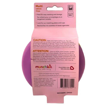 Munchkin Baby Bowls Set 4 Bowls 6M+ BPA Free 3 Pack New