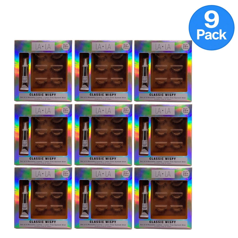 LA LA Classic Wispy Reusable Eyelashes 9 Pack New
