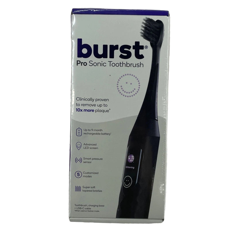 BURST Pro Sonic Toothbrush Black 1 Pack New