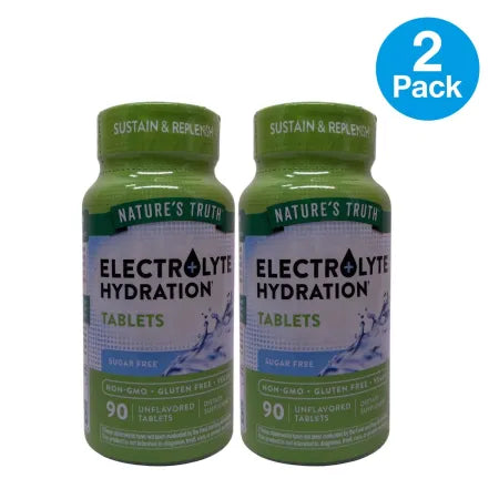 Nature’s Truth Electrolyte Hydration Tablets 90 Count 2 Pack Sugar Free