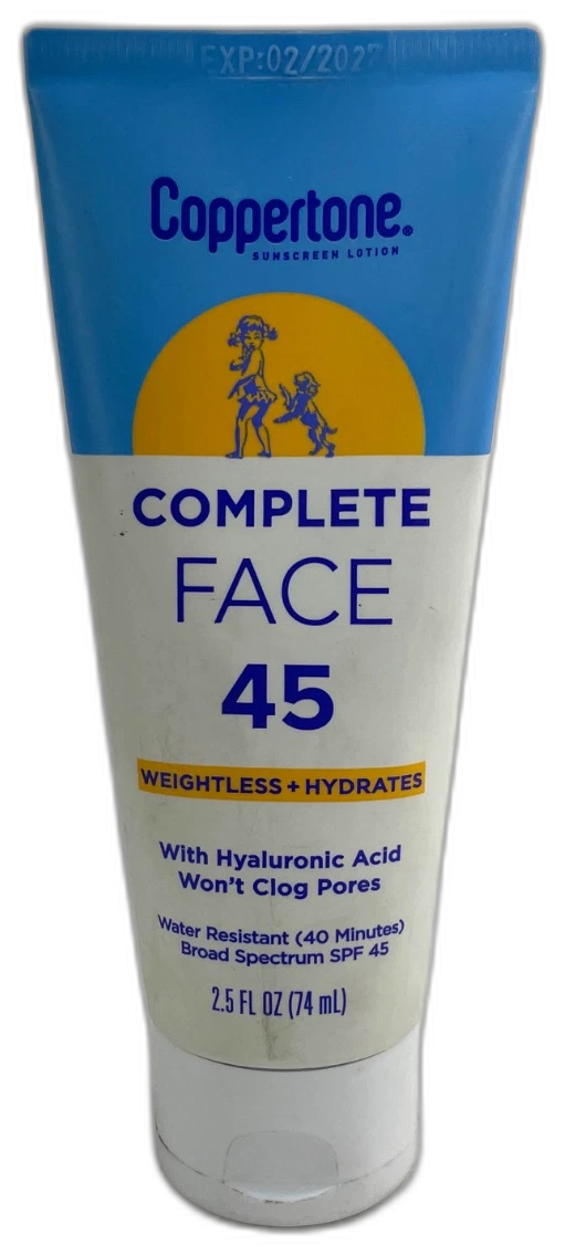 Coppertone Complete 45 Face Sunscreen Water Resistant Exp 02/27 Pack of 3 New