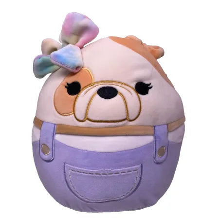 Squishmallows Davitta the Bulldog Easter Plush Blue Overalls 8 Inch New