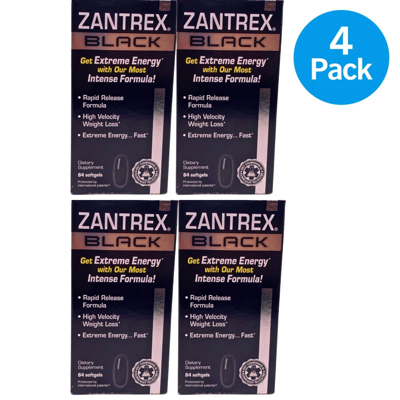 Zantrex Black High Velocity Weight Loss 84 Softgels 4 Pack bottle display