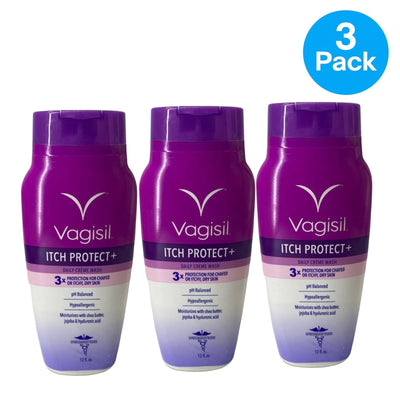 Vagisil Itch Protect+ Daily Creme Wash Shea Butter 12 fl oz 3 Pack New