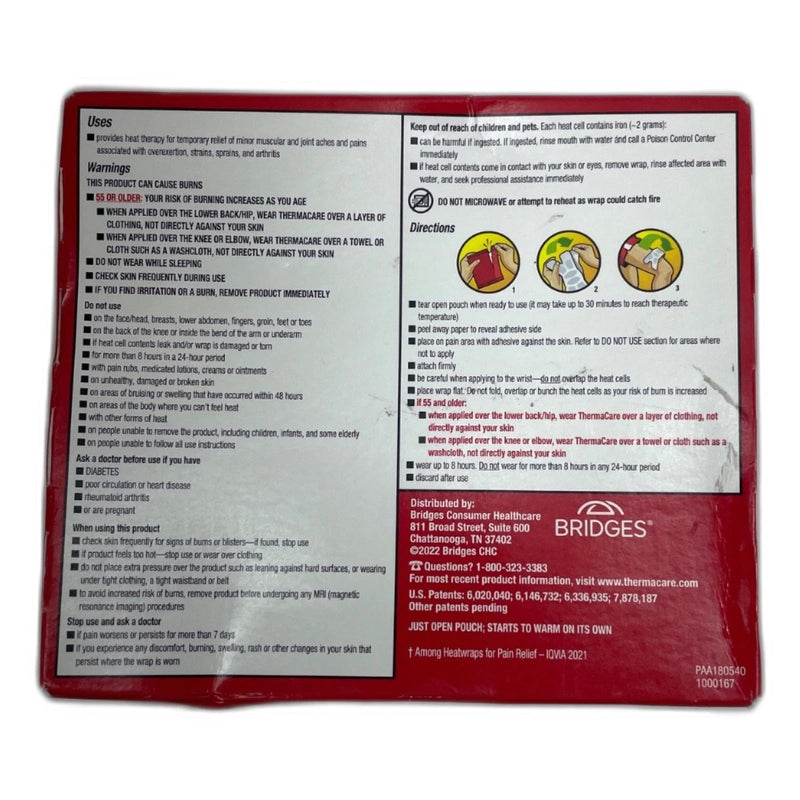 ThermaCare Heat Therapy Joint Pain Relief Wrap 4 Count Exp 09/27 New