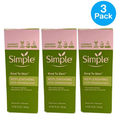 Simple Replenishing Rich Moisturizer 4.2oz 3 Pack Kind To Skin Face Cream