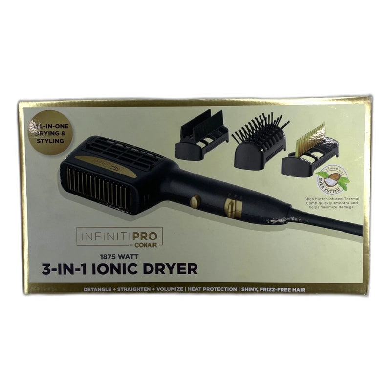 InfinitiPro by Conair 1875W Ionic Hair Dryer 3-in-1 with Attachments New