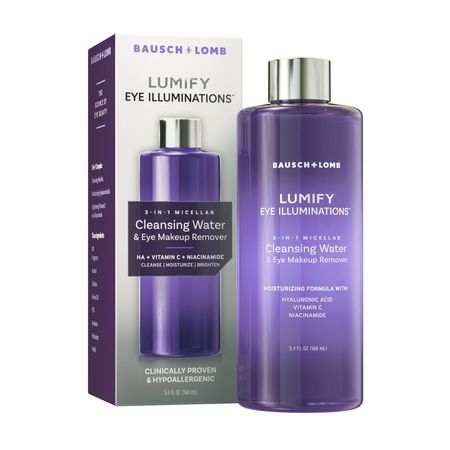 LUMIFY Eye Illuminations Micellar Cleansing Water and Eye Makeup Remover with Hyaluronic Acid, 5.4 fl oz