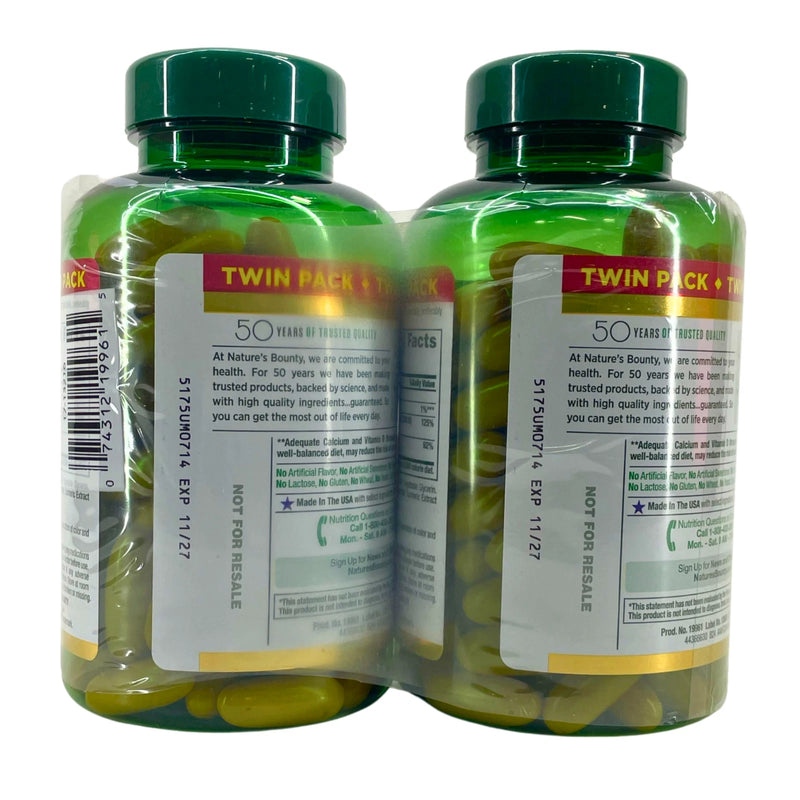Nature's Bounty Calcium 1200 mg with Vitamin D3 120 Softgels Exp 11/28 Twin Pack