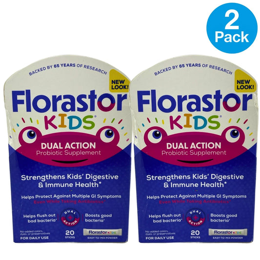 Florastor Kids Dual Action Probiotic Supplement 20 Sticks 2 Pack Exp 02/28 New