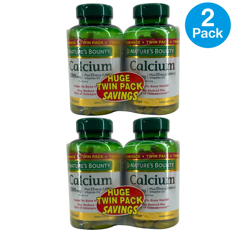 Nature's Bounty Calcium 1200 mg with Vitamin D3 120 Softgels Exp 11/28 Twin Pack
