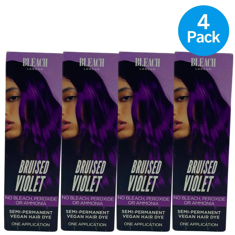 Bleach London Bruised Violet Semi-Permanent Vegan Hair Dye 5.07oz 4 Pack Lot New