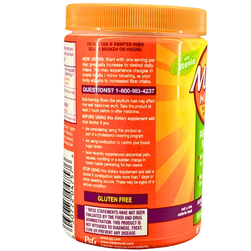 Metamucil Premium Blend Sugar-Free Psyllium Fiber Supplement Orange 6.2 oz (2 Pa
