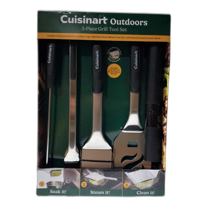 Cuisinart Outdoors 5-Piece Stainless Steel BBQ Grill Tool Set New