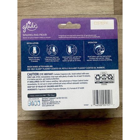 Glade Sparkling Pear Scented Oil Plug-Ins 0.33 oz - 5 ct - New