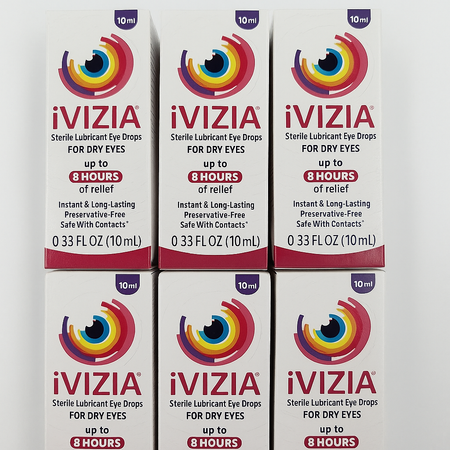 iVIZIA Sterile Lubricant Eye Drops 10ml 6 Pack For Dry Eyes New