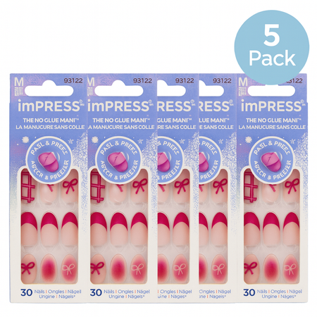 imPRESS No Glue Mani Medium Holiday 30ct 5 Pack New