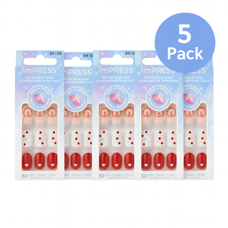 imPRESS No Glue Mani Small Holiday 30ct 5 Pack New