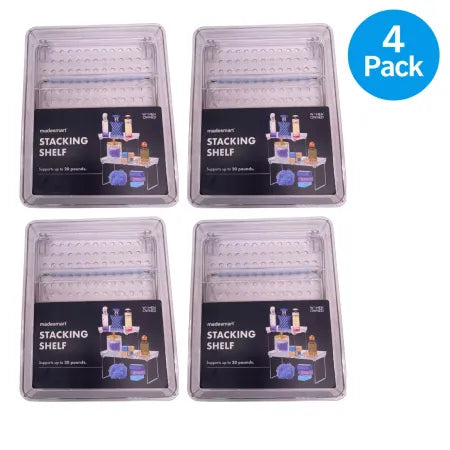 madesmart Stacking Shelf Organizer Clear Plastic 9.38" 4 Pack New