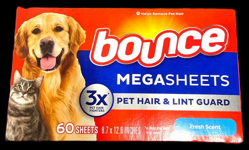 Bounce Pet Hair Lint Guard Mega Dryer Sheets 60ct Pack of 1 New