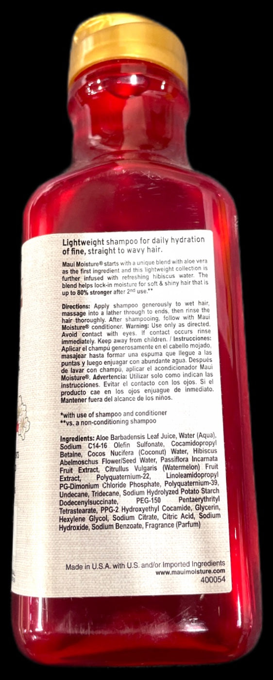 Maui Moisture Hibiscus Water Shampoo 13oz Pack of 1 New