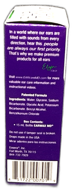 eosera Ear Wax MD Dissolving Drops Ear Wax Removal Pack of 1 New