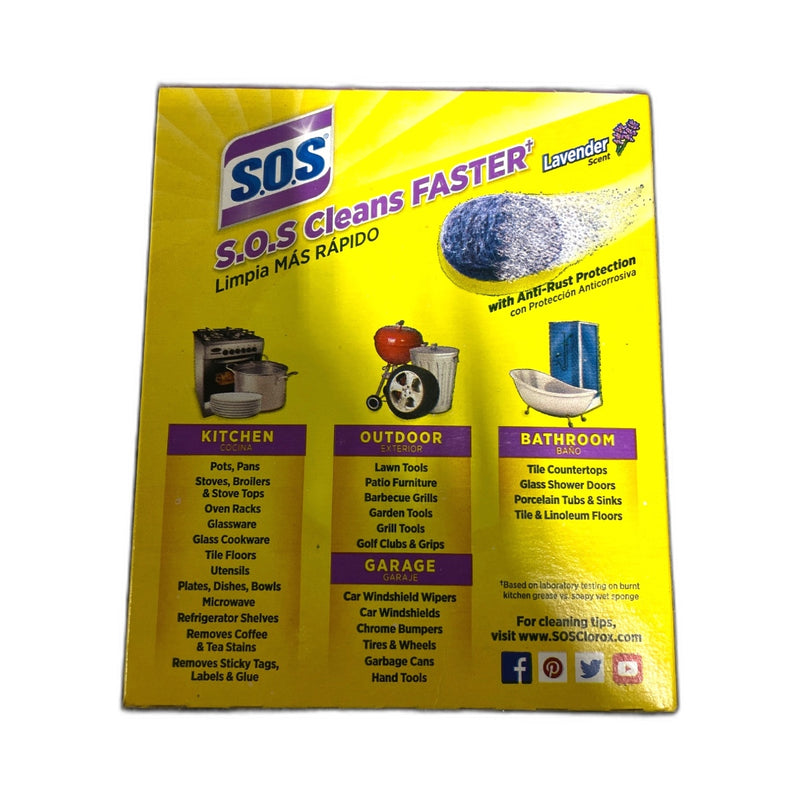 S.O.S Steel Wool Soap Pads Lavender 10ct Pack of 1 New