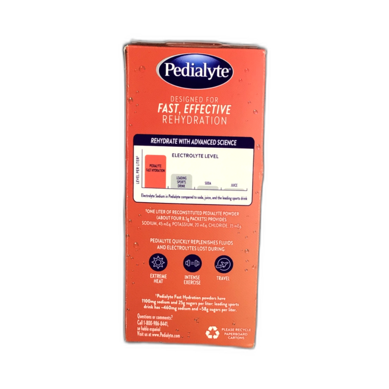 Pedialyte Fast Hydration Powder Packets Fruit Punch 8ct Exp 04/27 Pack of 1 New