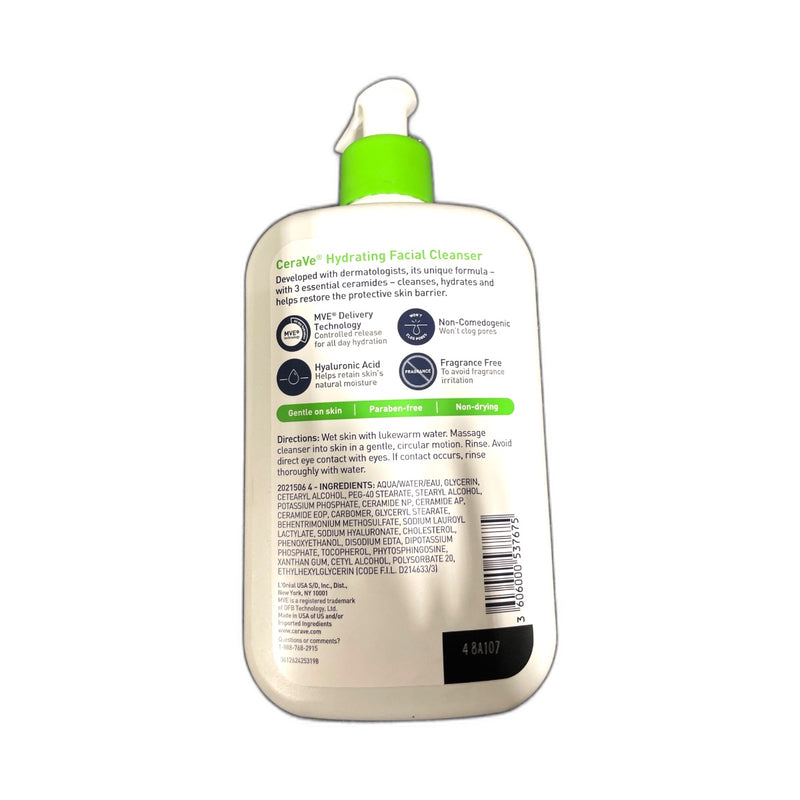 CeraVe Hydrating Facial Cleanser 16oz Normal Dry Skin Pack of 1 New