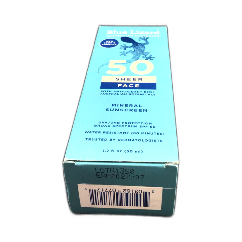Blue Lizard Sheer Face Mineral Sunscreen SPF 50 1.7oz Exp 07/27 Pack of 1 New