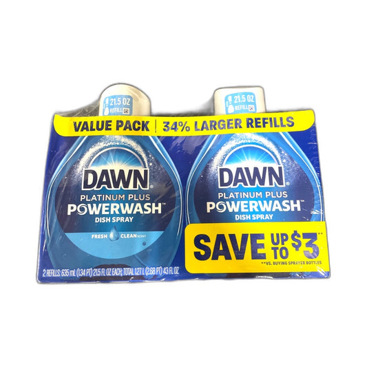 Dawn Fresh Platinum Powerwash Dish Spray Refill 2ct Pack of 1 New