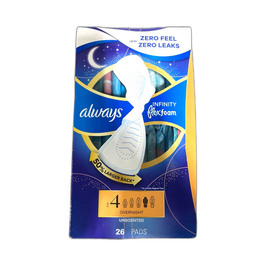 Always Infinity FlexFoam Pads Size 4 Overnight Wings 26 Count Pack of 1 New