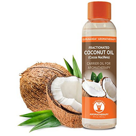 Fractionated Coconut Oil Cold Pressed Coconut oil by GuruNanda - Natural & Pure Carrier Oil Massage Oil Odorless for Skin & Hair 4 Fluid Ounces Premium, Natural, Cruelty-Free, Unrefined